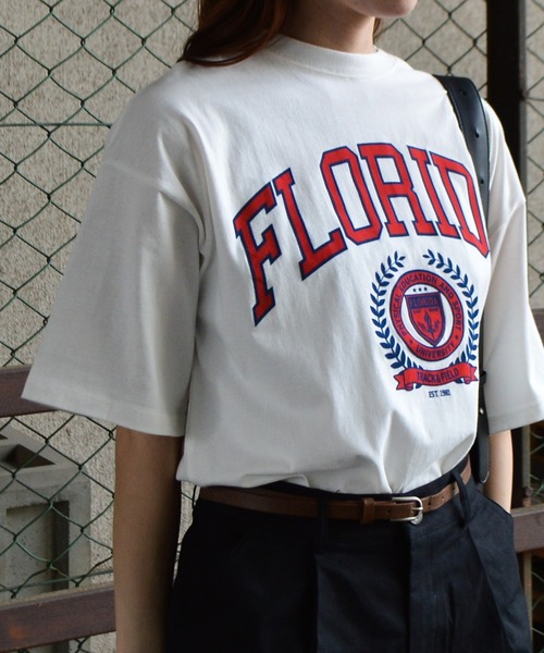 spiritoso(スピリトーゾ)の「【spiritoso】フロッキープリント フロリダ半袖Tシャツ (CP)(Tシャツ/カットソー・レディース・グレー/ホワイト/スミクロ/グレイッシュベージュ・FREE)」の16枚目の写真