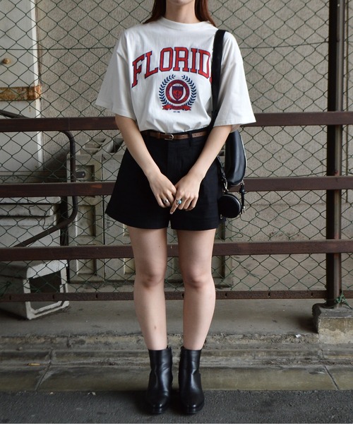 spiritoso(スピリトーゾ)の「【spiritoso】フロッキープリント フロリダ半袖Tシャツ (CP)(Tシャツ/カットソー・レディース・グレー/ホワイト/スミクロ/グレイッシュベージュ・FREE)」の17枚目の写真