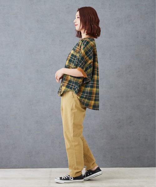 CUBE SUGAR（キューブシュガー）の「チェックリブ付バルーンシャツ（シャツ/ブラウス・レディース・グリーン/レッド/ブラック/マルチ・M）」の14枚目の写真