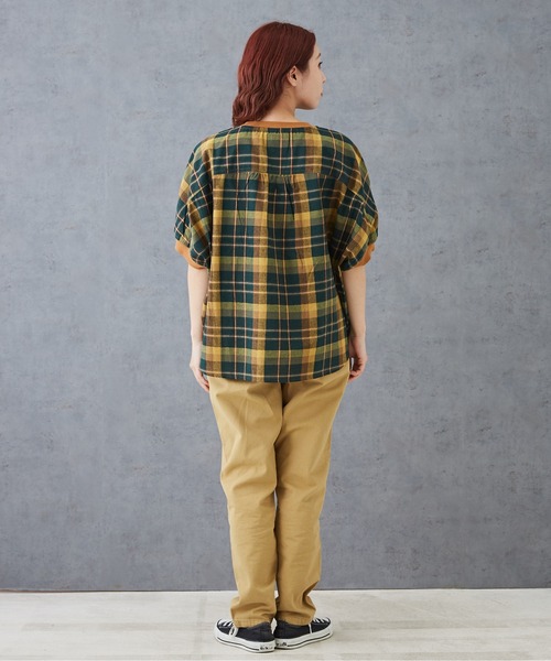 CUBE SUGAR（キューブシュガー）の「チェックリブ付バルーンシャツ（シャツ/ブラウス・レディース・グリーン/レッド/ブラック/マルチ・M）」の15枚目の写真