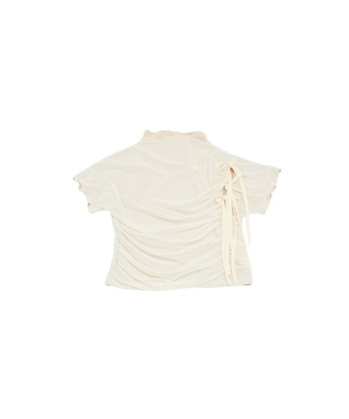 チュール リボン Tシャツ トップス シアー シースルー メッシュ フリル メロウ（Tシャツ/カットソー）｜Uenui（ウニュイ）