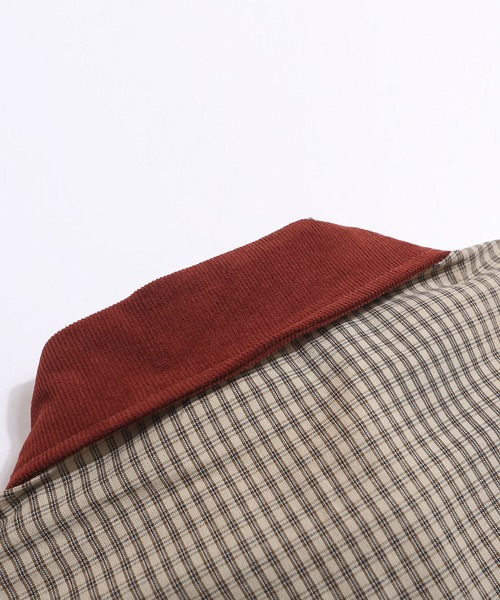 HOOK(フック)の「HOOK -select- 異素材襟の古着風刺繍入りチェック柄ビッグシャツ (SS)(シャツ/ブラウス・メンズ・ベージュ・M/L/XL/S)」の6枚目の写真
