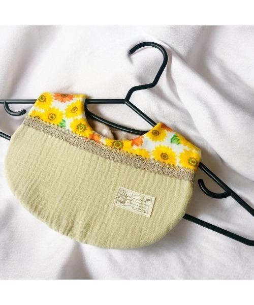 hanakago】たまごスタイ ひまわり畑 ダブルガーゼ/ベビースタイ