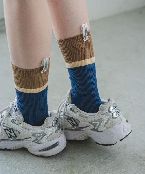 bohmal（ボマール）の「ネームタグリブ配色ソックス（ソックス/靴下・レディース・ブラック/ブルー/アイボリー・MEDIUM）」の3枚目の写真