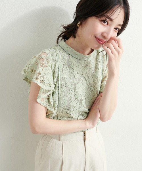 natural couture（ナチュラルクチュール）の「ラッフルレースパイピングブラウス（シャツ/ブラウス・レディース・アイボリー/ミント/ブルー/ブラック・FREE）」の21枚目の写真