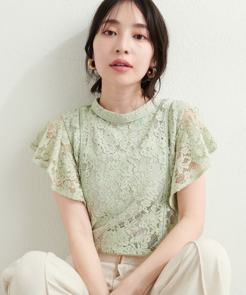 natural couture（ナチュラルクチュール）の「ラッフルレースパイピングブラウス（シャツ/ブラウス・レディース・アイボリー/ミント/ブルー/ブラック・FREE）」の19枚目の写真