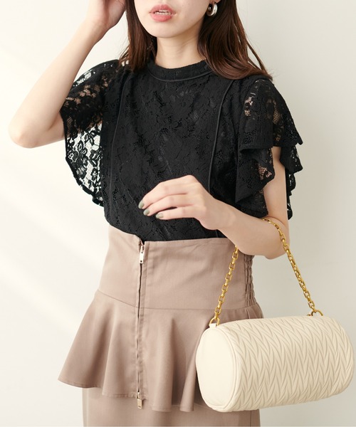 natural couture（ナチュラルクチュール）の「ラッフルレースパイピングブラウス（シャツ/ブラウス・レディース・アイボリー/ミント/ブルー/ブラック・FREE）」の15枚目の写真