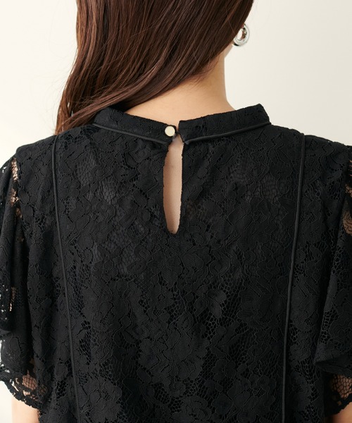 natural couture（ナチュラルクチュール）の「ラッフルレースパイピングブラウス（シャツ/ブラウス・レディース・アイボリー/ミント/ブルー/ブラック・FREE）」の6枚目の写真