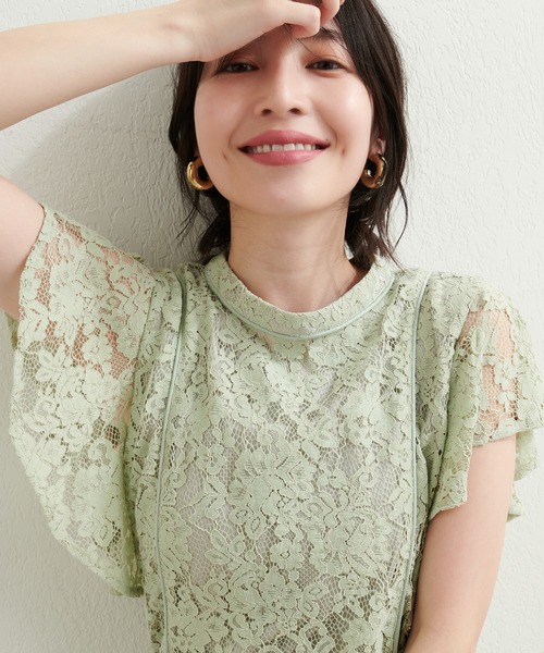 natural couture（ナチュラルクチュール）の「ラッフルレースパイピングブラウス（シャツ/ブラウス・レディース・アイボリー/ミント/ブルー/ブラック・FREE）」の18枚目の写真