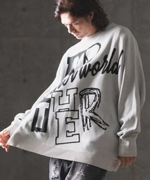 mn2979- Logo jacquard oversized sweater ニット