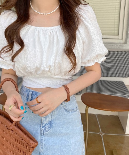INASTUDIOS(イーナストゥディオス)の「バックリボン オフショルダー クロップド丈 トップス レディース(Tシャツ/カットソー・レディース・ホワイト/ブラック・MEDIUM/LARGE)」の10枚目の写真