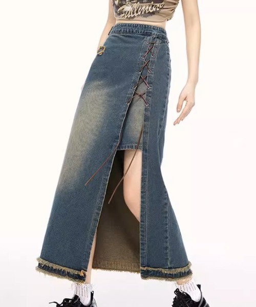 A'GEM/9 × .kom 『.KOM/ドットケーオーエム』ﾃﾞﾆﾑｽﾘｯﾄｽｶｰﾄ .KOM│A'GEM