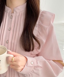 【mily bilet】ふんわり、キュッと。女性らしさをアップデート♪ピンタックフリルブラウス(長袖)