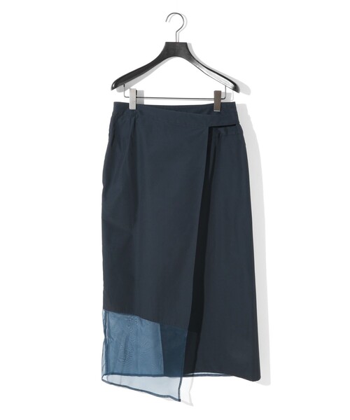 MIDIUMISOLID(ミディウミソリッド)の「MIDIUMISOLID for Ladies コットン/ナイロンラップライクシアースカート(スカート・レディース・ブラック/ネイビー・FREE)」の1枚目の写真