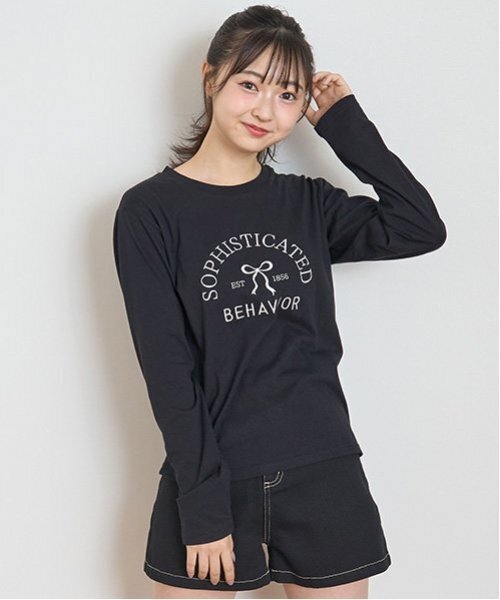 セール】【GOODPRICE】リボン刺しゅう長袖Tシャツ（Tシャツ