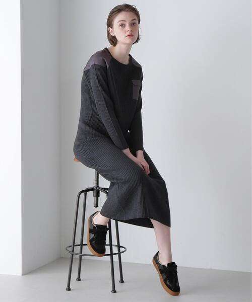 AVIREX(アヴィレックス)の「MILITARY RIB KNIT ONEPIECE/ミリタリーリブニットワンピース(ニット/セーター・レディース・ブラウン/グレー系その他3/チャコールグレー・S/M)」の2枚目の写真