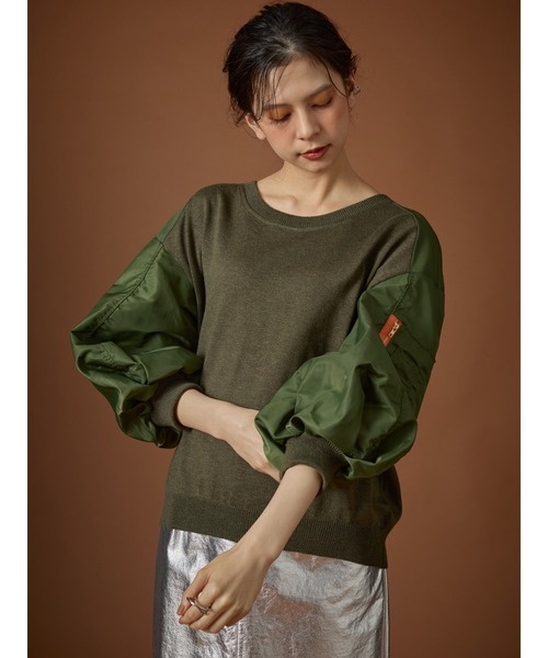 DOLLUPOOPS（ドールアップウップス）の「MA-1スリーブニット（ニット/セーター・レディース・ブラック/カーキ・38）」の16枚目の写真