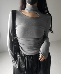 me+em select（ミームセレクト）の「※※【 ２color 】カットアウトアシメチョーカーカットソートップス ／cutout asymmetry choker cutsew tops（Tシャツ/カットソー）」