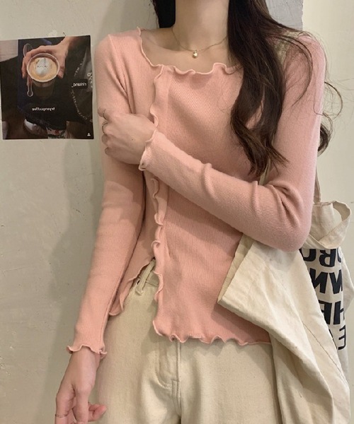 トップス nana セール】波縁ラウンドネックトップス（Tシャツ/カットソー