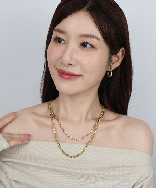 *唯一無二の美*【HERMES】 バルカニウムチェーンネックレス セール】オーバルチェーン キヘイチェーン ネックレス 2セット