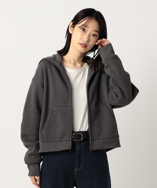 COMME CA ISM(コムサイズム)の「裏起毛 ダブルジップ パーカー(パーカー・レディース・グリーン/チャコール/ベージュ/サックスブルー・MEDIUM/LARGE)」の1枚目の写真