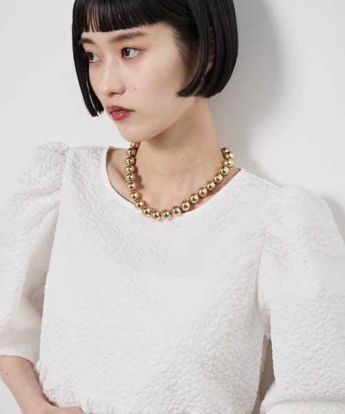 Shelly island(シェリーアイランド)の「フラワージャガードペプラムブラウス(シャツ/ブラウス・レディース・ブラック/ホワイト・FREE)」の15枚目の写真