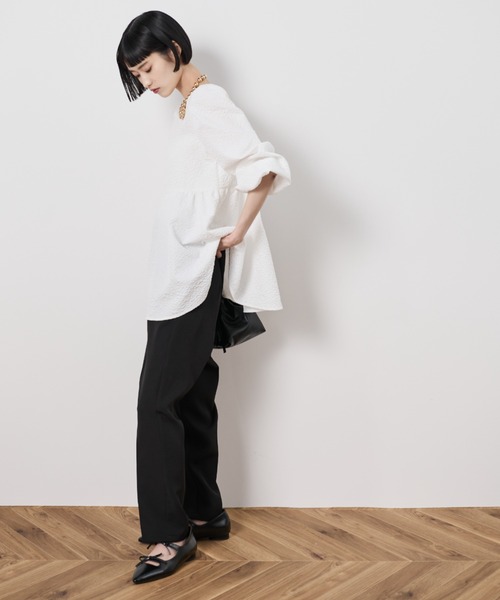 Shelly island(シェリーアイランド)の「フラワージャガードペプラムブラウス(シャツ/ブラウス・レディース・ブラック/ホワイト・FREE)」の19枚目の写真