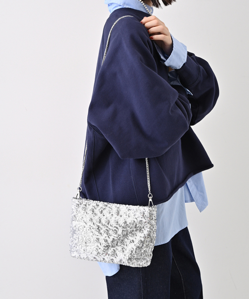 SLOBE IENA（スローブイエナ）の「SLOBE スパンコールバッグ（ショルダーバッグ・レディース・シルバー/ブラック・FREE）」の9枚目の写真