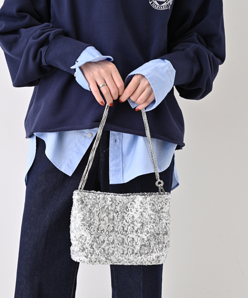 SLOBE IENA（スローブイエナ）の「SLOBE スパンコールバッグ（ショルダーバッグ・レディース・シルバー/ブラック・FREE）」の10枚目の写真