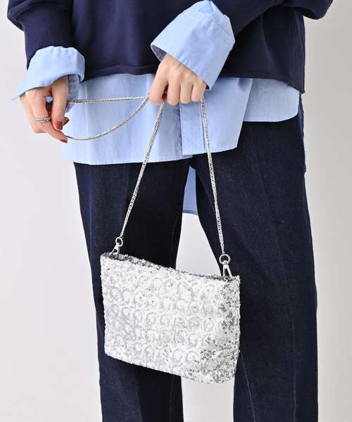 SLOBE IENA（スローブイエナ）の「SLOBE スパンコールバッグ（ショルダーバッグ・レディース・シルバー/ブラック・FREE）」の11枚目の写真