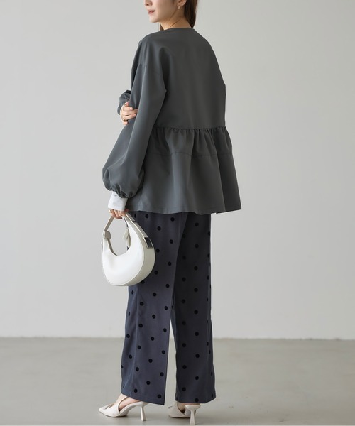 &. NOSTALGIA(アンドドットノスタルジア)の「【ZOZO限定】フロッキードットワイドパンツ(その他パンツ・レディース・チャコールグレー/ブラック・M)」の22枚目の写真