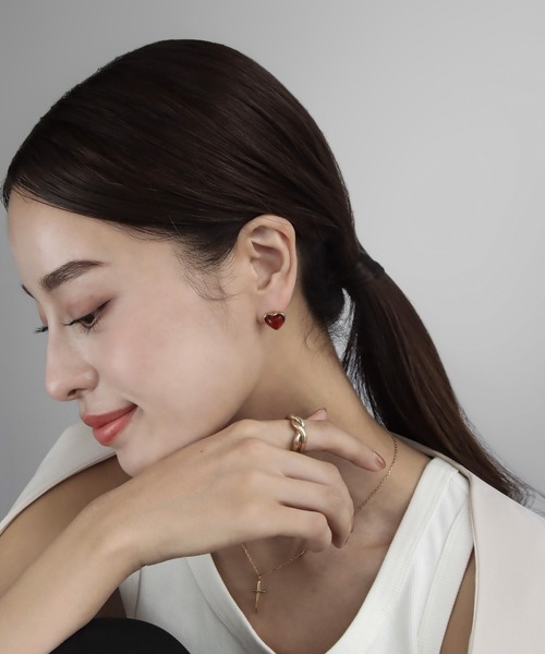 abaskdesign(アバスクデザイン)の「金属アレルギー対応 天然石ハートモチーフピアス(ピアス(両耳用)・レディース・ホワイト/レッド・FREE)」の18枚目の写真