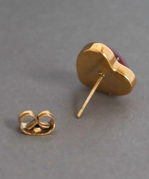 abaskdesign(アバスクデザイン)の「金属アレルギー対応 天然石ハートモチーフピアス(ピアス(両耳用)・レディース・ホワイト/レッド・FREE)」の9枚目の写真