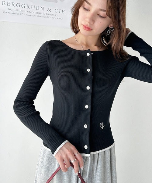 セール】【mily bilet】女性らしさ漂う。裾配色ロゴ刺繍コンパクト