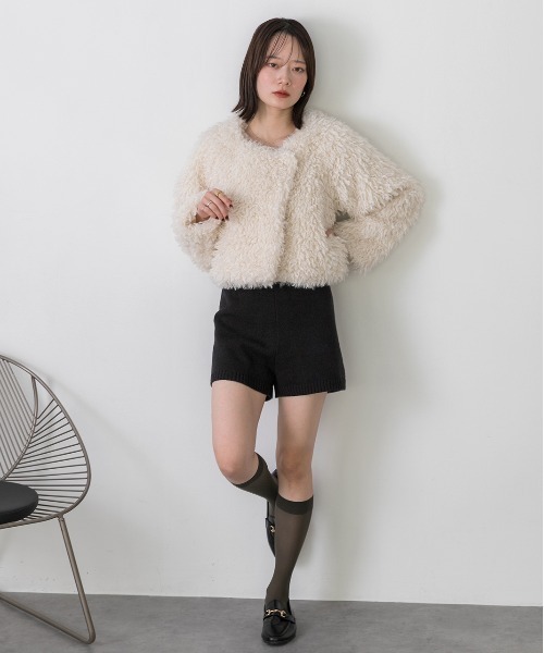 ad thie（アドティエ）の「ニットショートパンツ（その他パンツ・レディース・グレー/ブラック・FREE）」の3枚目の写真