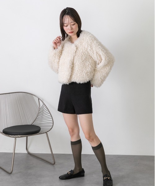 ad thie（アドティエ）の「ニットショートパンツ（その他パンツ・レディース・グレー/ブラック・FREE）」の5枚目の写真