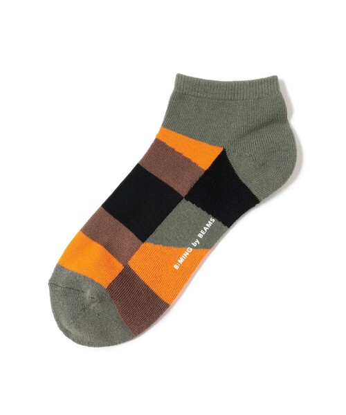 B:MING by BEAMS（ビーミングバイビームス）の「パネル柄 アンクル ソックス（ソックス/靴下・メンズ・ホワイト/ネイビー/グリーン系その他・ONE SIZE）」の2枚目の写真