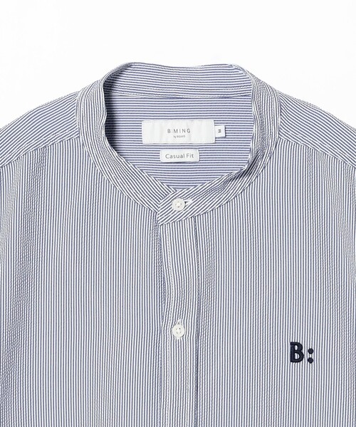 B:MING by BEAMS（ビーミングバイビームス）の「サッカー バンドカラー シャツ（シャツ/ブラウス・メンズ・ネイビー/グレー/ブルー・S/M/L/XL）」の6枚目の写真