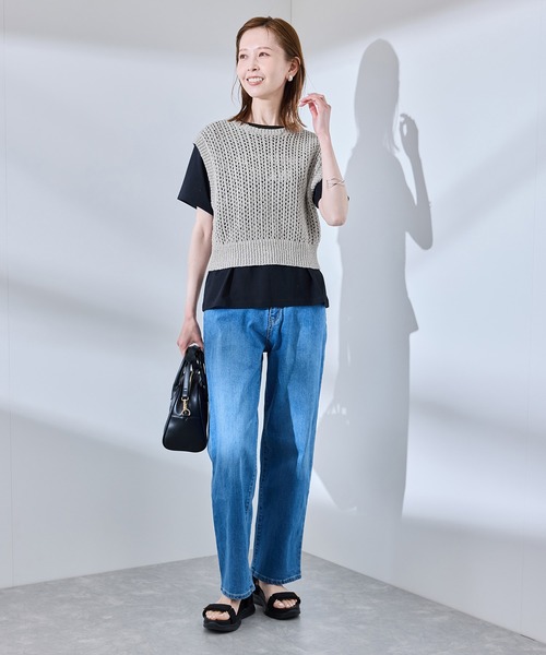 ROPE' PICNIC（ロペピクニック）の「透かし編みラメニットベスト（ベスト・レディース・キナリ/グレー/ブラック・FREE）」の10枚目の写真