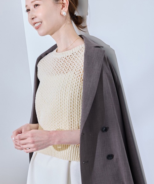 ROPE' PICNIC（ロペピクニック）の「透かし編みラメニットベスト（ベスト・レディース・キナリ/グレー/ブラック・FREE）」の19枚目の写真
