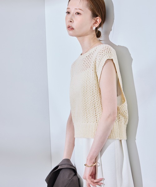 ROPE' PICNIC（ロペピクニック）の「透かし編みラメニットベスト（ベスト・レディース・キナリ/グレー/ブラック・FREE）」の20枚目の写真