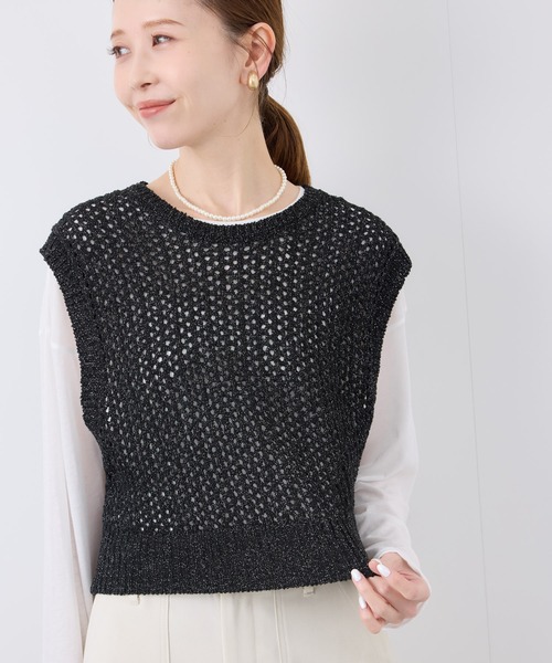 ROPE' PICNIC（ロペピクニック）の「透かし編みラメニットベスト（ベスト・レディース・キナリ/グレー/ブラック・FREE）」の22枚目の写真