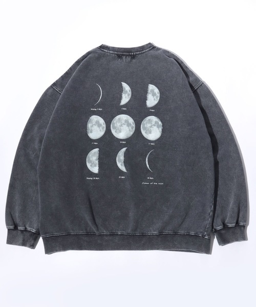 暗闇で光る蓄光プリント 月・宇宙裏起毛スウェットトレーナー メンズ レディース ユニセックス（スウェット）｜Salong hameu（サロン ハミュー）