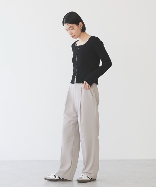 AMERICAN HOLIC(アメリカンホリック)の「ハイウエストスラックスパンツ(スラックス・レディース・ピンク/ブラック/チャコール/グレイッシュベージュ・マルチサイズ)」の12枚目の写真