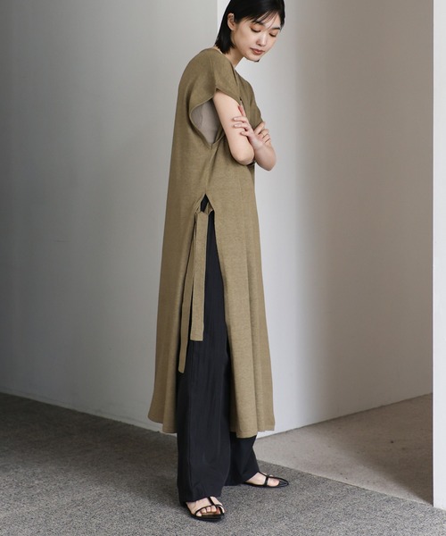 select MOCA Et（セレクトモカエト）の「【Et】Key Neck Knit Vest Dress（ワンピース・レディース・ブラック/カーキ・FREE）」の3枚目の写真