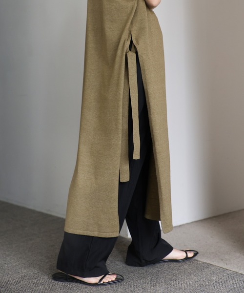 select MOCA Et（セレクトモカエト）の「【Et】Key Neck Knit Vest Dress（ワンピース・レディース・ブラック/カーキ・FREE）」の11枚目の写真