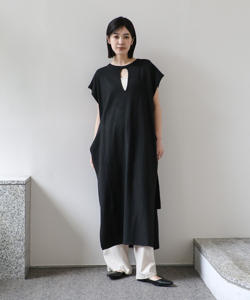 select MOCA Et（セレクトモカエト）の「【Et】Key Neck Knit Vest Dress（ワンピース・レディース・ブラック/カーキ・FREE）」の15枚目の写真