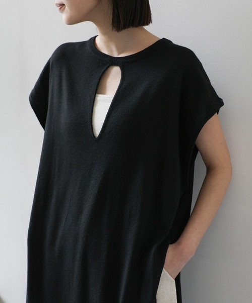 select MOCA Et（セレクトモカエト）の「【Et】Key Neck Knit Vest Dress（ワンピース・レディース・ブラック/カーキ・FREE）」の14枚目の写真