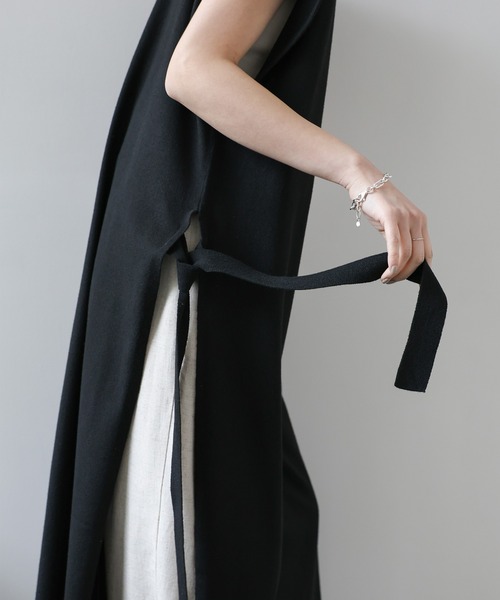 select MOCA Et（セレクトモカエト）の「【Et】Key Neck Knit Vest Dress（ワンピース・レディース・ブラック/カーキ・FREE）」の20枚目の写真