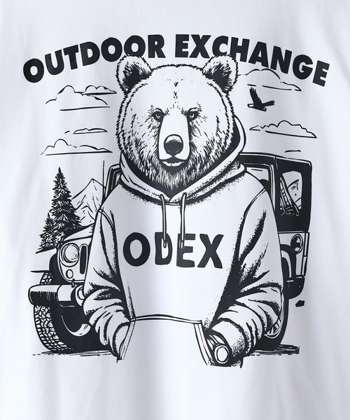OUTDOOR EXCHANGE(アウトドアエクスチェンジ)の「【OUTDOOR EXCHANGE/アウトドアエクスチェンジ】アニマルバックプリントクルーネックロンT オーバーサイズ(Tシャツ/カットソー・メンズ・ホワイト/スミクロ・MEDIUM/LARGE)」の4枚目の写真